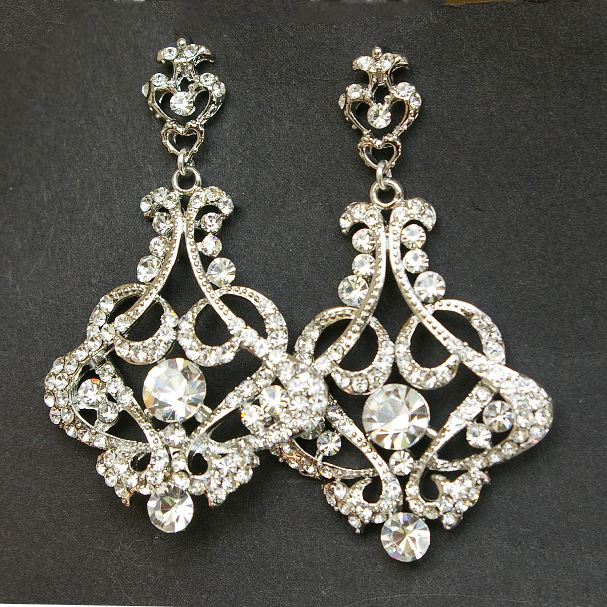 Crystal Chandelier Bridal Earrings Vintage Style by luxedeluxe