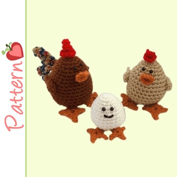 Chicken Family Amigurumi Crochet Patterns pdf, Rooster, Hen and Baby EggB