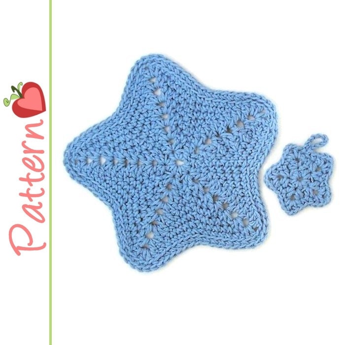 Star Wash Cloth and Face Scrubbie Crochet Pattern pdf, also incl Symbol Charts, Cloth Makes a Great Gift Jar Topper