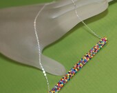 Tooty Frooty ... Pendant . Necklace . Peyote . Tubular . Multicolor . Fun . Colorful . Rainbow . Sterling Silver Chain