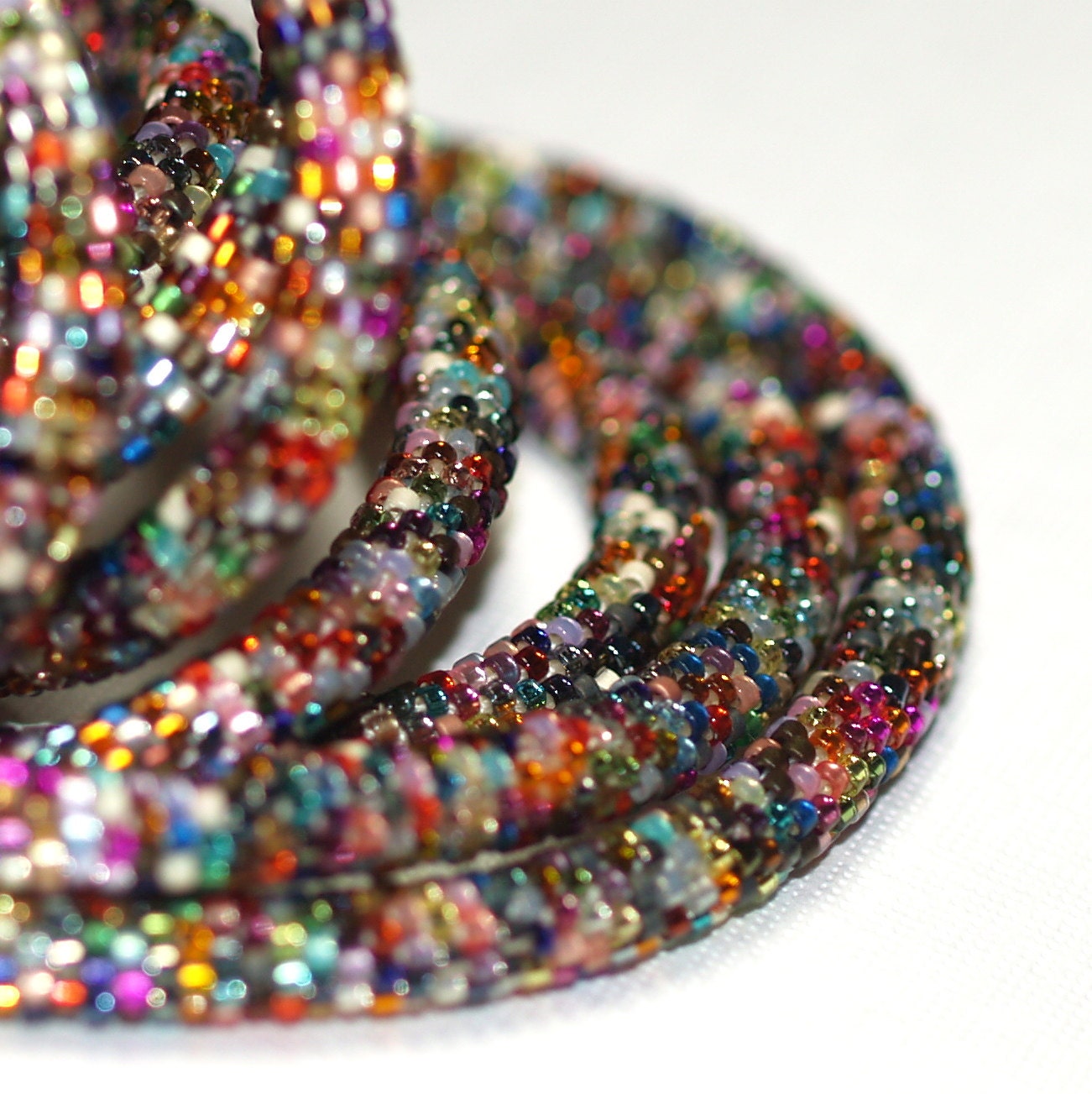 Nuru ... Bead Crochet Rope . Necklace . Bracelet . Metallic . Colorful . Intricate . Bold . Industrial Chic . Multi Color . Versatile