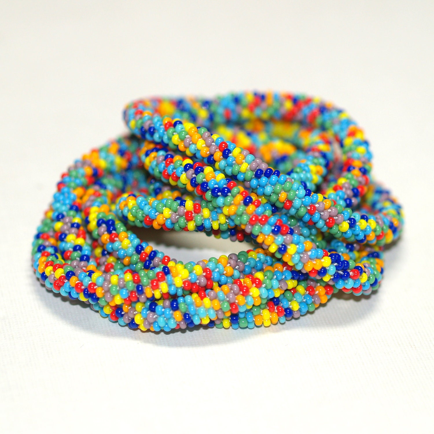 Beadylicious ... Bead Crochet Rope . Necklace . Bracelet . Bead Crochet . Multicolor . Colorful . Rainbow . Festive . Wrap