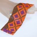 Fuchsia Diamonds ... Bracelet Cuff . Orange . Brown . Peyote . Wide . Beadwoven . Modern . Geometric . Bold
