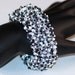Bennie ... Caterpillar Bracelet . Handmade Jewelry . Black and White . Beadwoven . Fringed . Bold . Lush . Fashion Statement . Stunning