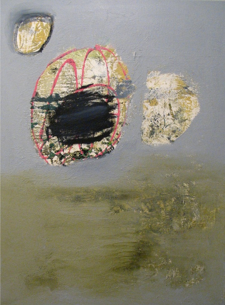 Original Painting Large Abstract Mixed Media Acrylic Art by Aisyah Ang Size 30x40 with Cert
