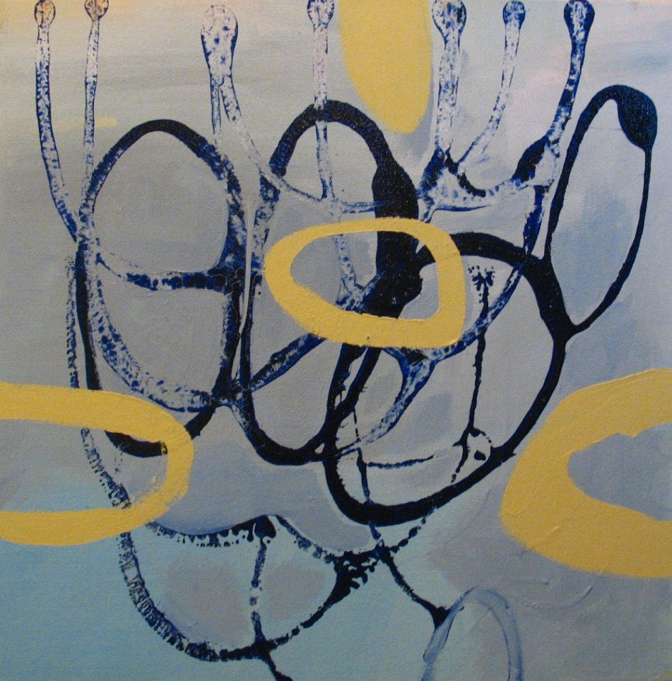Original Painting Abstract Mixed Media Acrylic Art by Aisyah Ang Size 24x24 with Cert