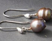 Simple Bronze Pearl Earrings