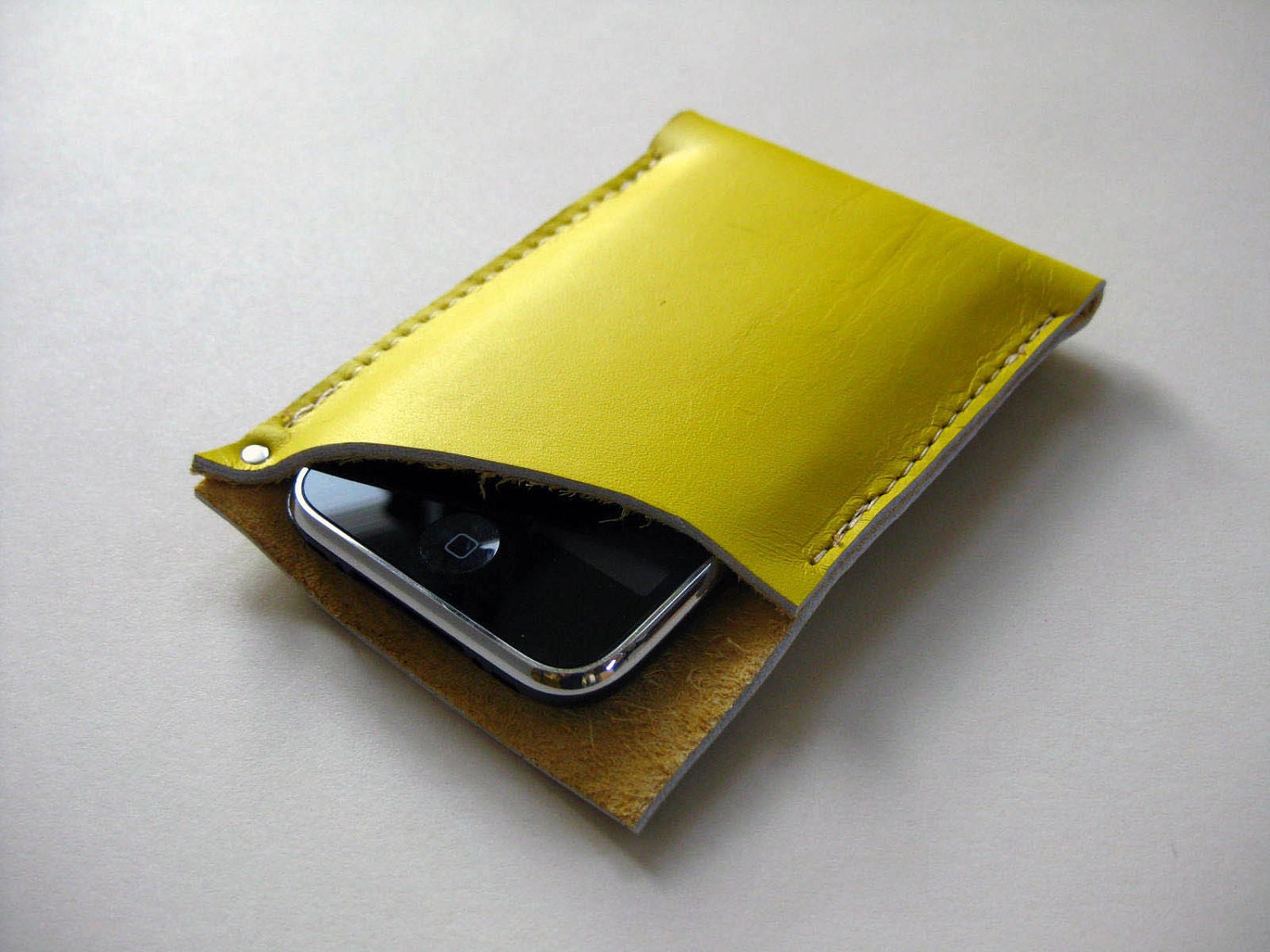 iPhone sleeve - Primary collection - Lemon yellow leather