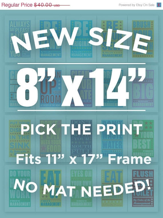 ON SALE 25% OFF By Order of the Management - 8 in x 14 in - Pick Your Print - Fits 11" x 17" frame witout a mat