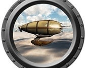 Steampunk Airship Porthole Vinyl Wall Decal