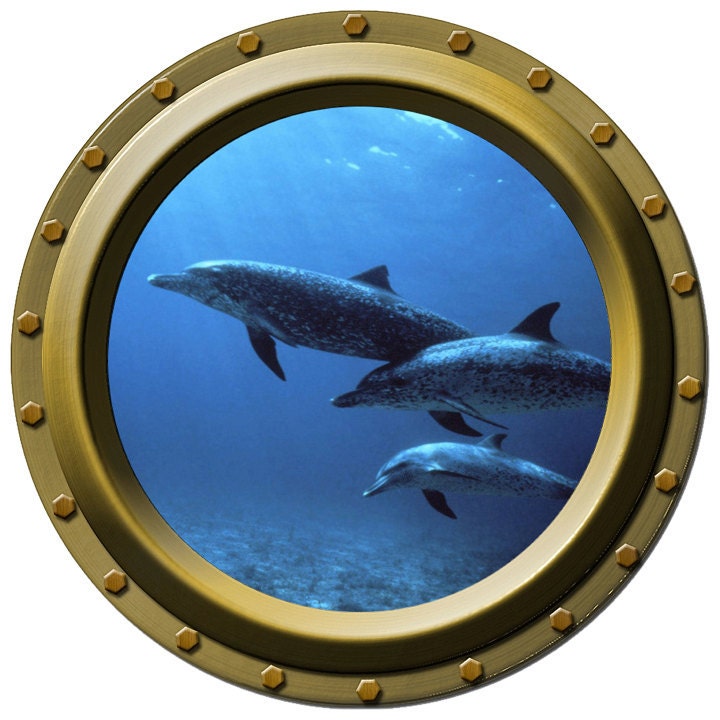 Dolphin Family Porthole Vinyl Wall Decal