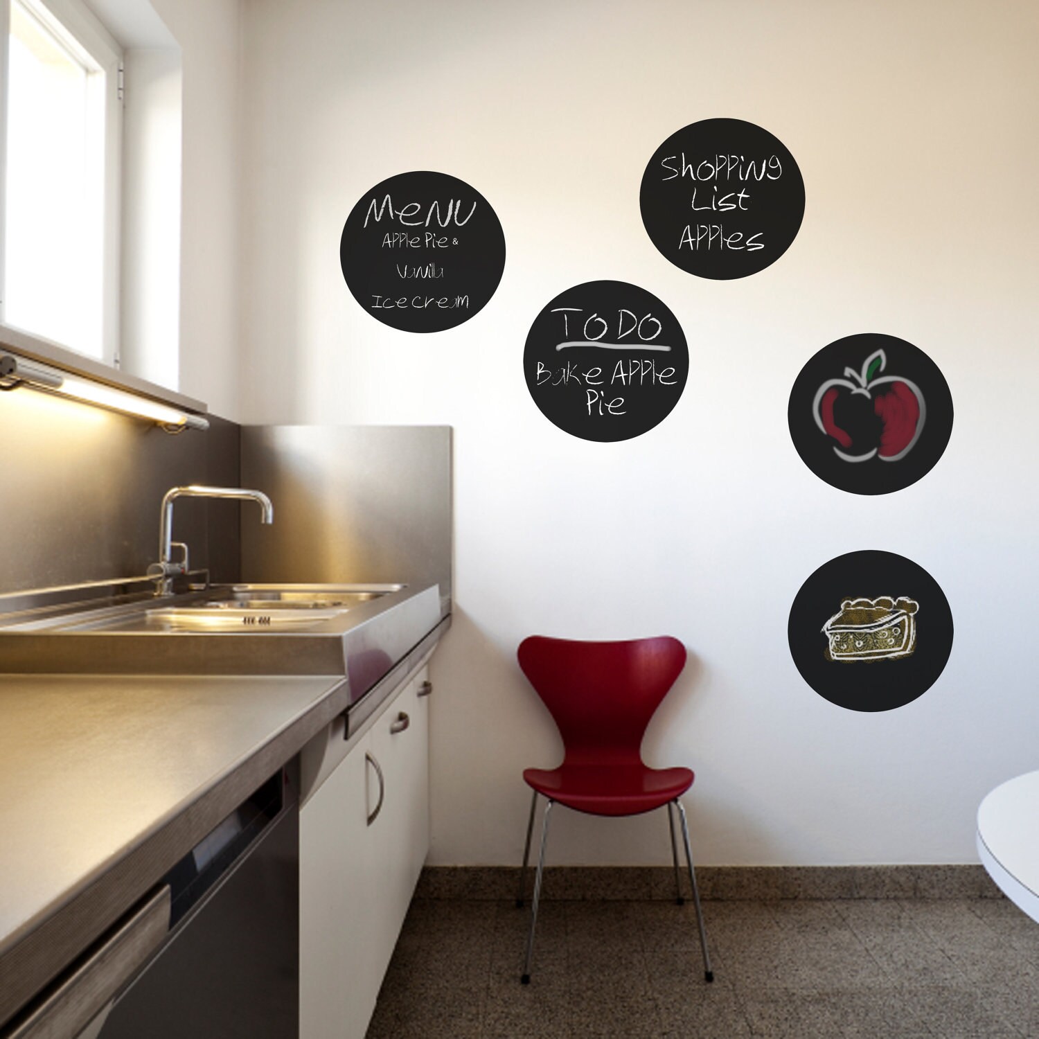 5 Round Chalk Board Vinyl Wall Decals by WilsonGraphics on Etsy