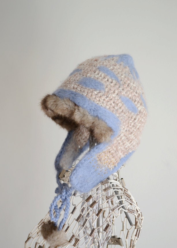 High crafted wool hat / Little mountain 1 /  Snow cap series - Antwerp blue