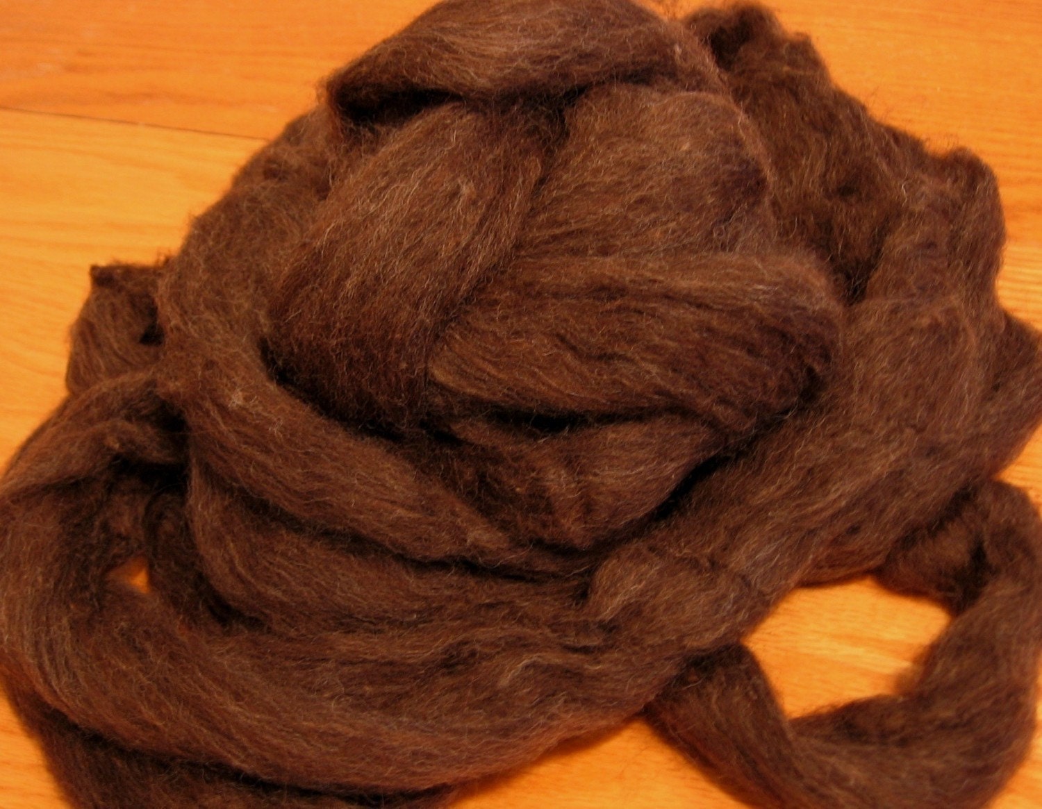 Undyed Wool Roving - Natural Dark Brown  - 4 Ounces - Free Domestic Shipping