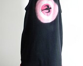 WOOLIEPEGGS girls dress sleeveless black pink ruffle size 2/3 ready-to-ship OOAK upcycled