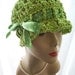Kiwi Handmade Cotton Cloche Sun Hat Spotted Satin Ribbon