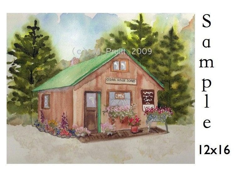 Customize  Your Own Personal 12x16 Watercolor OR give as Gift Certificate by M Pruitt EBSQ