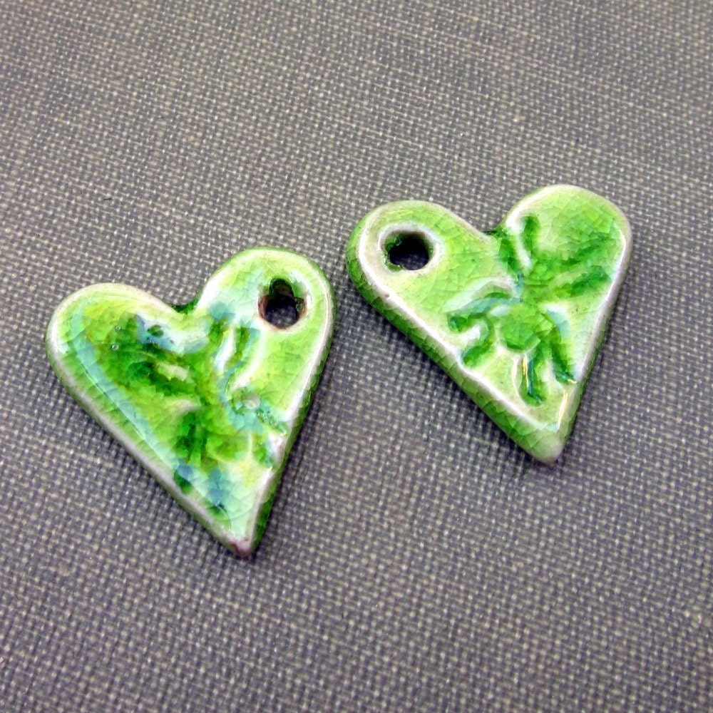 Ceramic Heart Charms Handmade Ants