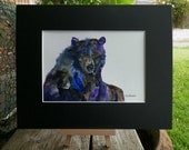 Bear Sitting Watercolor Art Original Painting Animal Sketch Illustration by Artist debra alouise