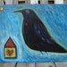 Original Crow Bird Painting - Staring Into the Great Beyond - Unique, Ethereal Art