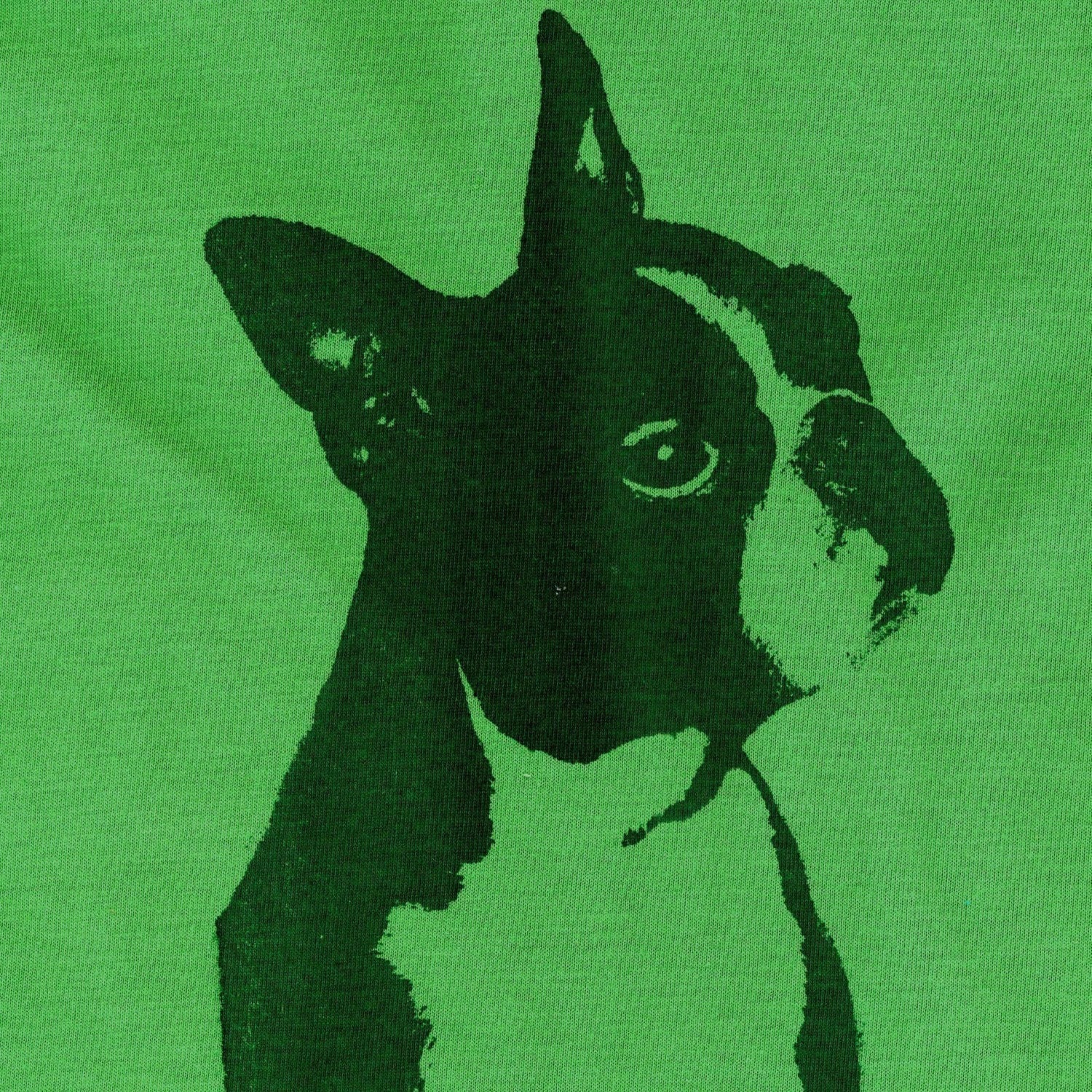 SALE - Boston Terrier T Shirt - Unisex Grass Green Dog Screen Print Tshirt