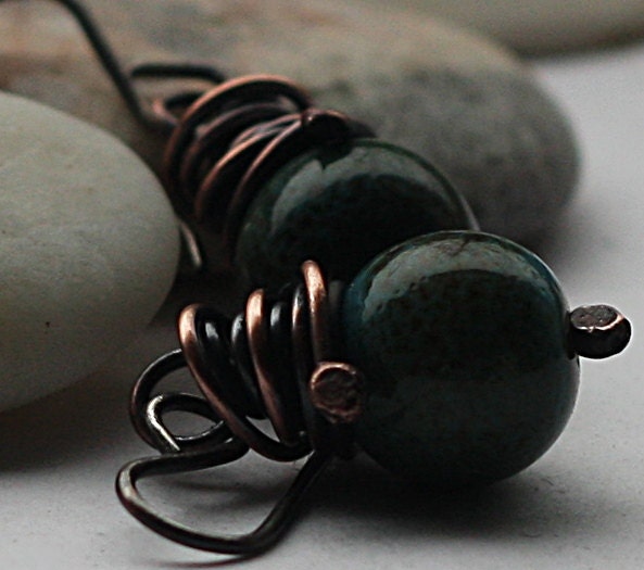 Blue Earrings Copper Earrings