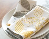 As Seen in REAL SIMPLE, Hand Printed Cloth Napkins, Sunshine Yellow, set of SIX, Anna Joyce Textile Collection - annajoyce