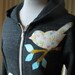 Vintage Cotton Song Bird Hoodie, Charcoal Gray, SMALL, MEDIUM OR LARGE