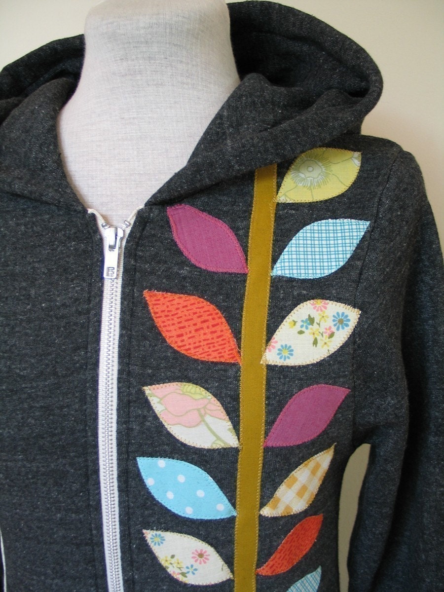 Spring Vine Hoodie, Charcoal Gray, Size Small, Medium, Large or XLarge