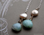 Elena Earrings - Peruvian Opal and Pearls
