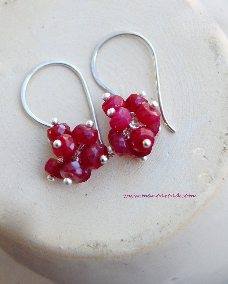 Twinkle Earrings - Ruby and Sterling Silver