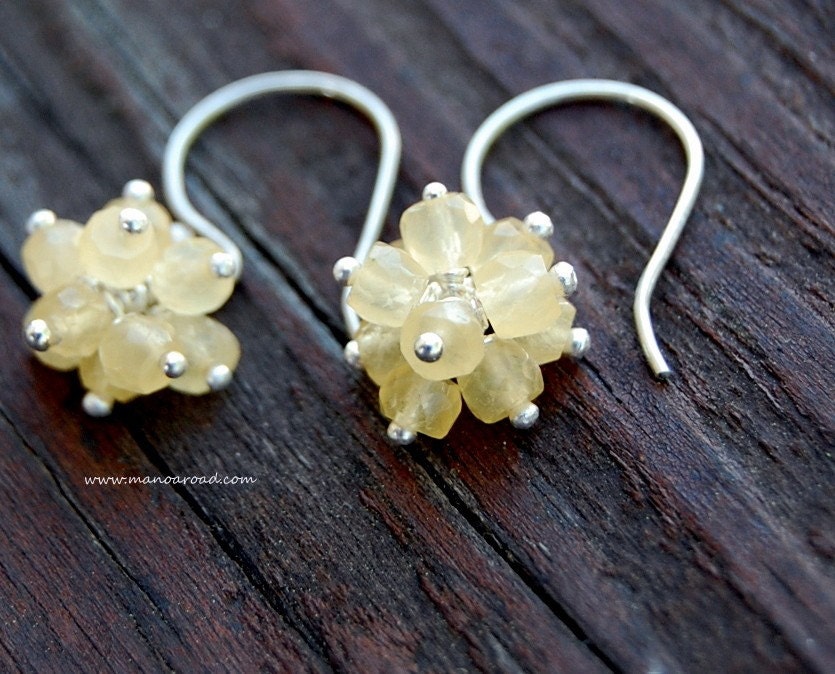 Twinkle Earrings - Pineapple Quartz and Sterling Silver
