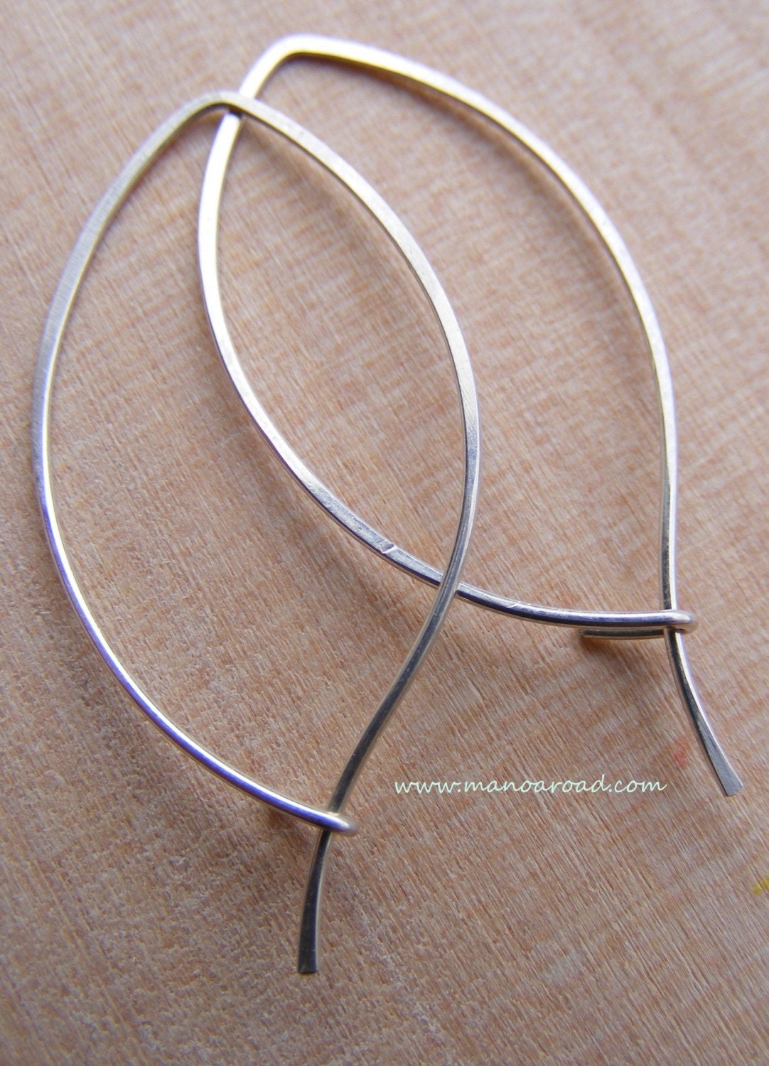 Leafy Earrings - Hammered Sterling Silver Hoops