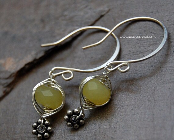 Harmony Earrings - Olive Jade, Sterling Silver