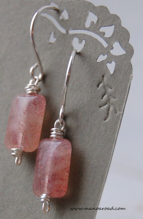 Cherry Blossom Earrings - Cherry Quartz, Sterling Silver
