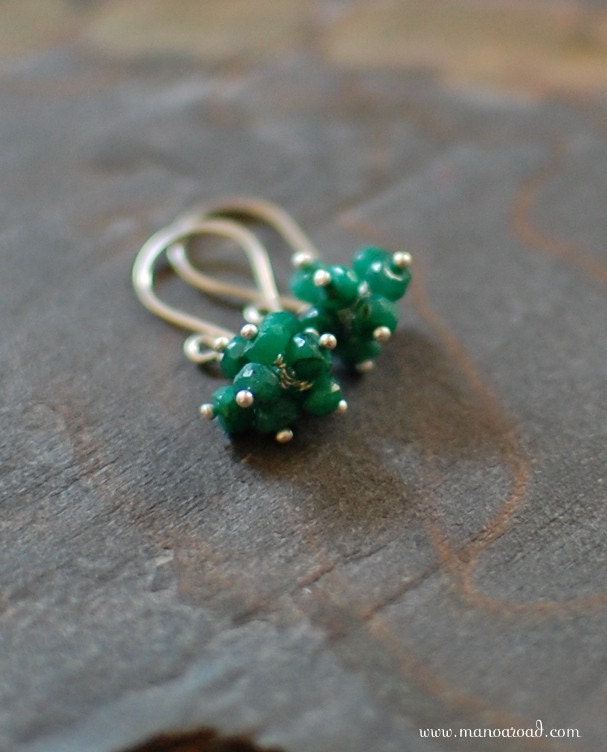 Twinkle Earrings - Emeralds, Sterling Silver