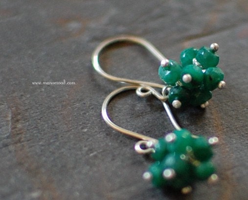 Twinkle Earrings - Emeralds, Sterling Silver