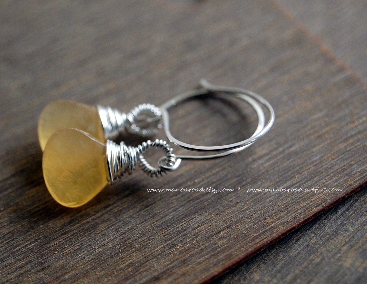 Sunrise Earrings - Aragonite, Sterling Silver