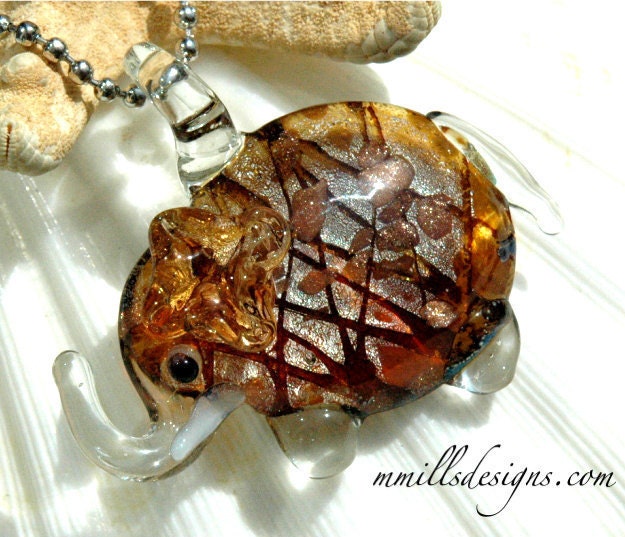 Amber Glass Elephant Necklace