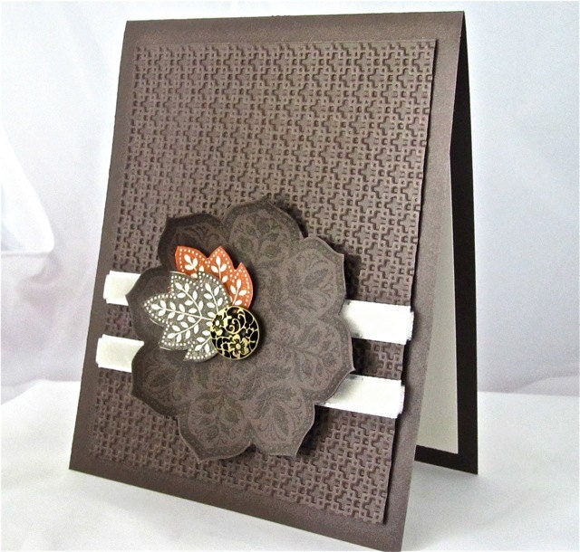 Blank card thinking of you autumn brown stamped handmade stationery greeting card home and living