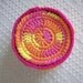 Sale - Save 50 Percent - Set of Six Cotton Coasters, Mug Rugs or Scrubbies in a Coordinating Crocheted Container - Pink, Yellow and Orange