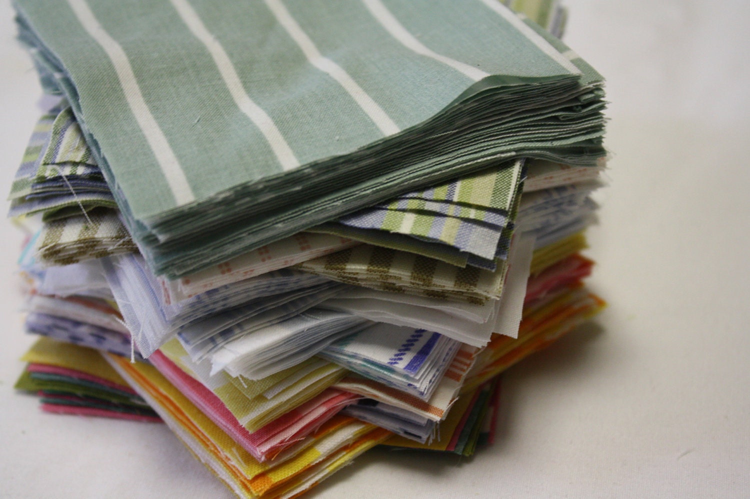 90 Reclaimed Bed Linen Quilt Squares- Stripes