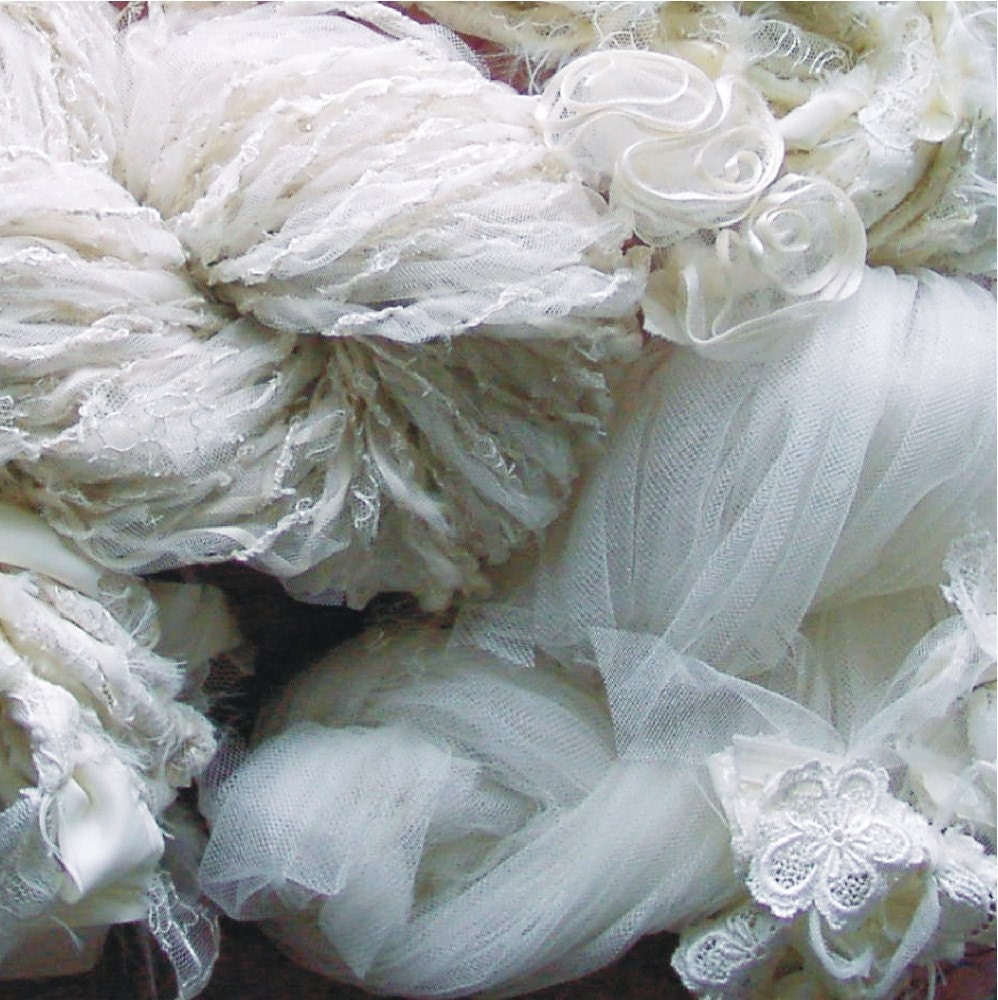 Handspun Art Yarn from my wedding dress  - 181 yds