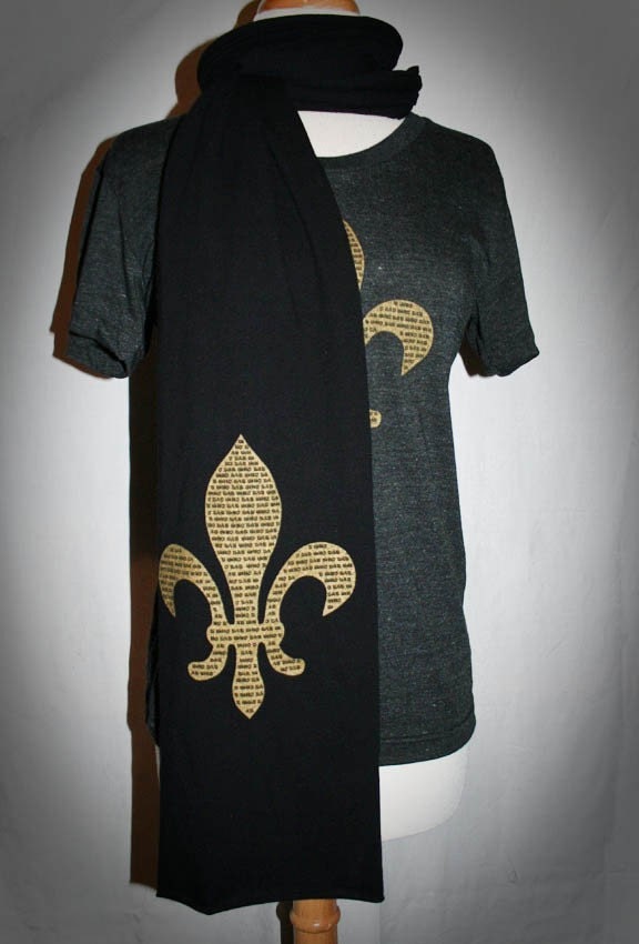 Who Dat Fleur de Lis Black wrap scarf