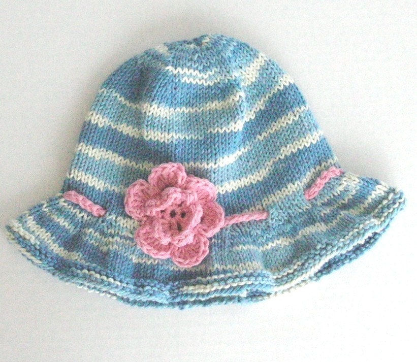 Denim Blue and White Cotton Hat