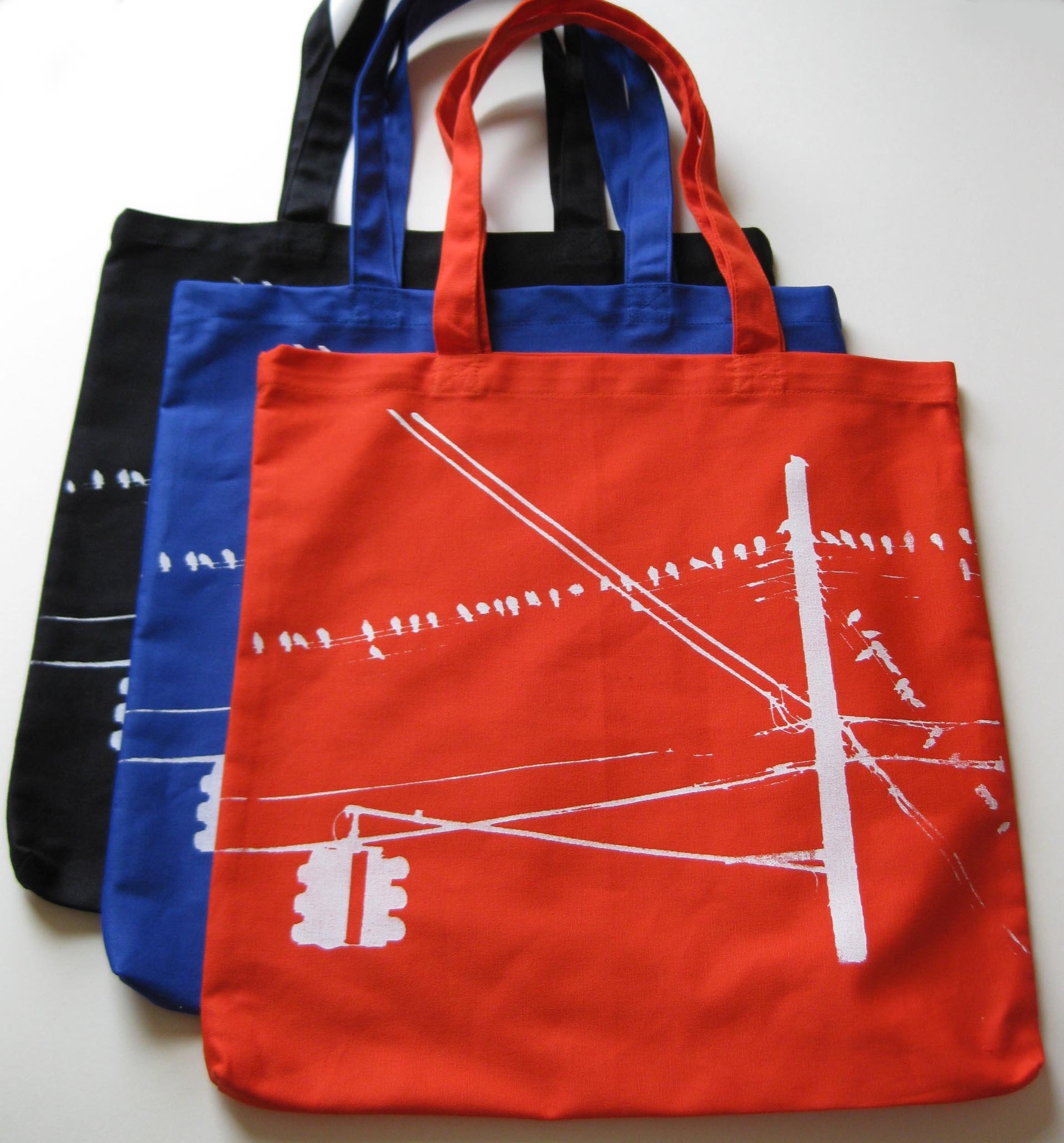 Brooklyn Pigeons Hanging Out --- Hand Screen Printed Tote (Orange)