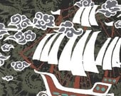 SALE Big Ship on the Ocean Silkscreen Print