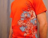 SALE  Vintage Floral Bright Orange only  Large