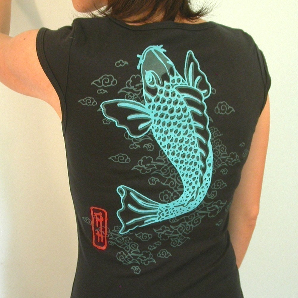 Classic Lucky Koi Black Vneck (size small out of stock)