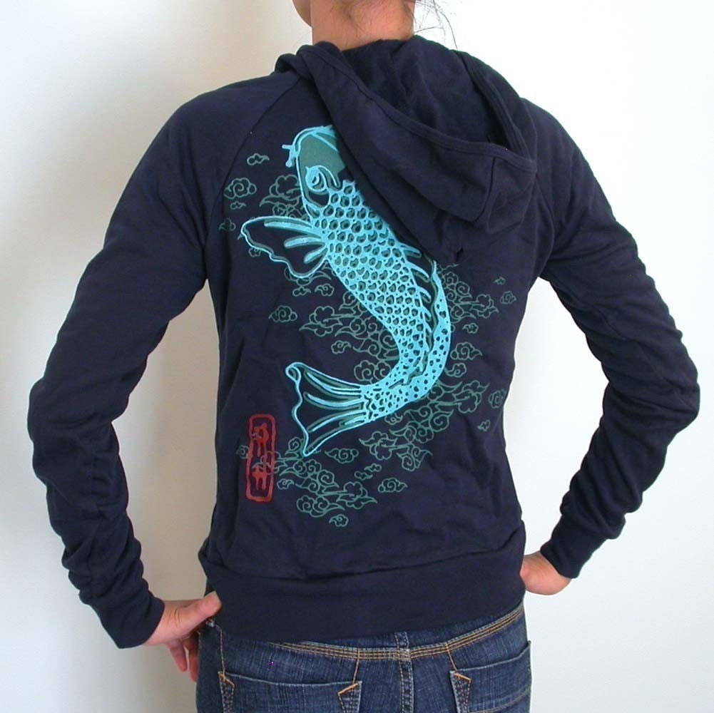 SALE Japanese Koi womens  Zip Up Hoodie only S